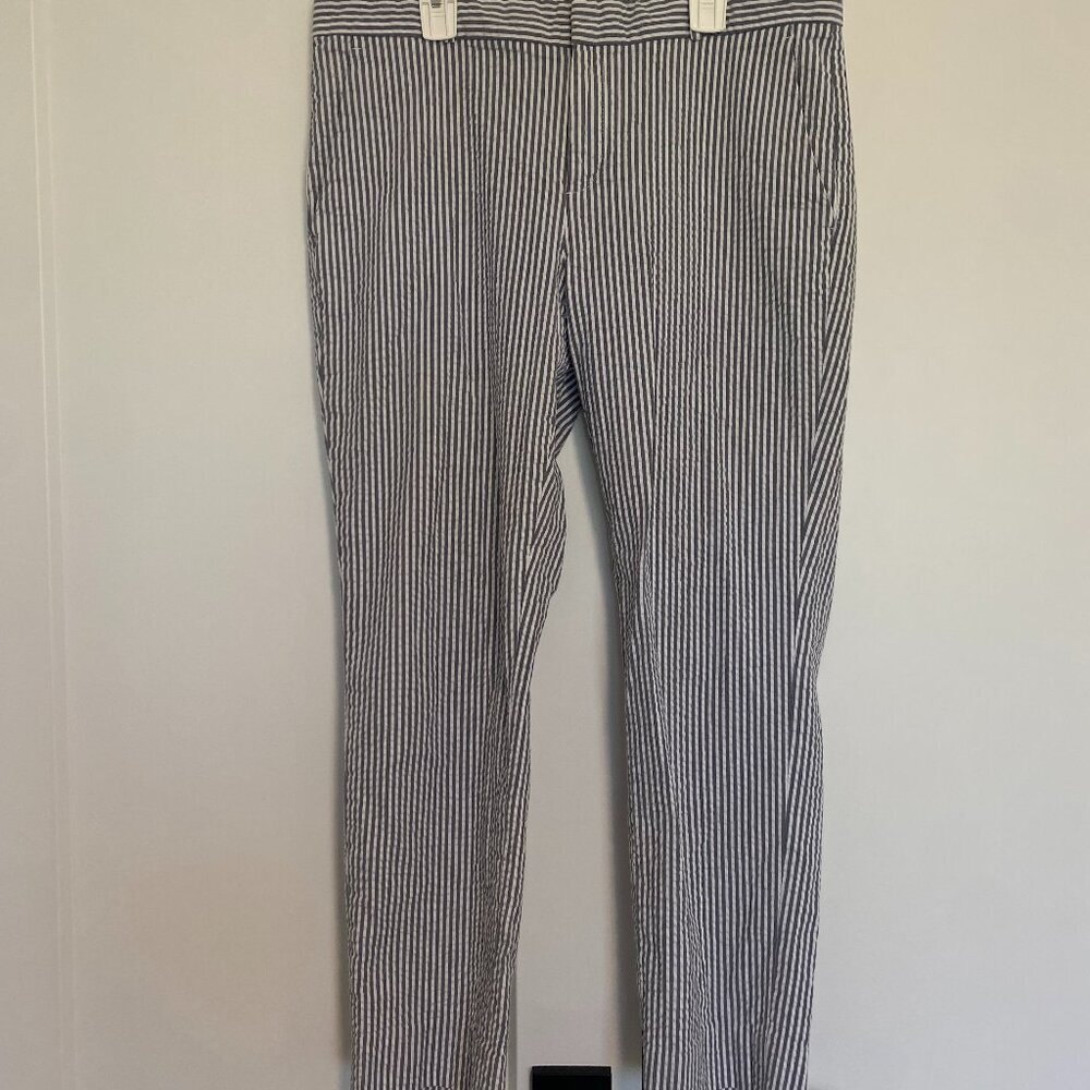 Banana Republic Hampton Grey White Pinstripe Dress Pants Work Office Job Size 8